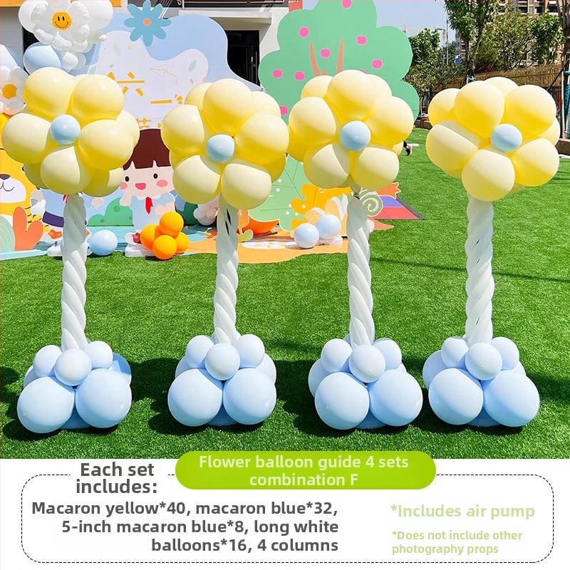 Stĺpec balónov s kvetmi – latexové okrúhle balóny, dekoratívne balóniky, vhodné pre školy a škôlky