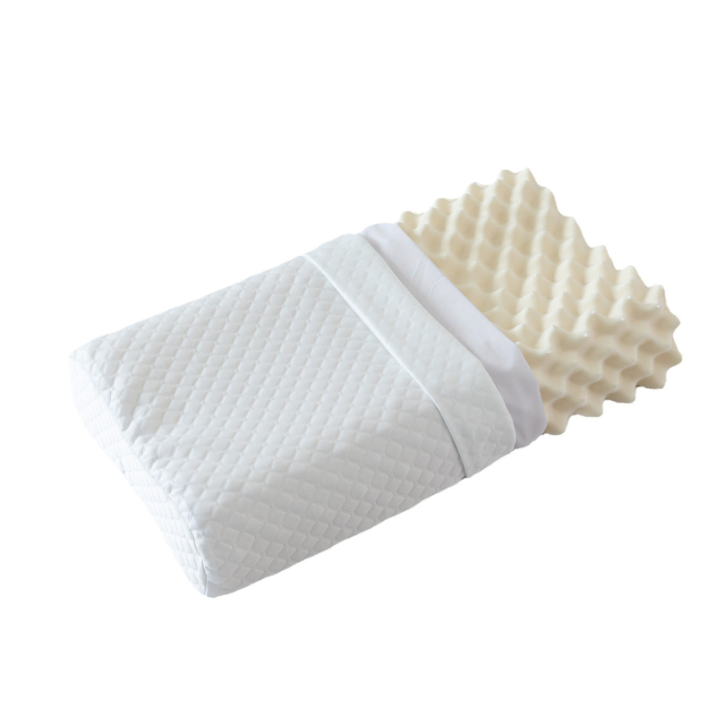 Latexová vankúš pre dospelých, vlnitý tvar, výška jadra pod 5 cm, pletená látka jadra, prírodný latex 90%+