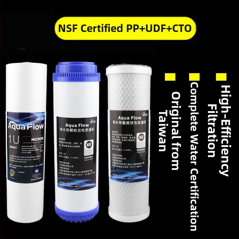 Filtračný cartridge na vodu, 5-stupňový domáci filter, PP bavlna a sinterované aktívne uhlie, NSF certifikát, potravinárska kvalita materiálu