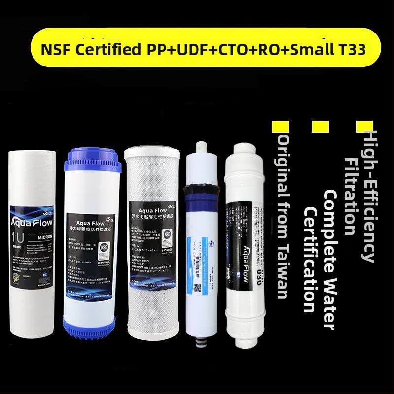 Filtračný cartridge na vodu, 5-stupňový domáci filter, PP bavlna a sinterované aktívne uhlie, NSF certifikát, potravinárska kvalita materiálu