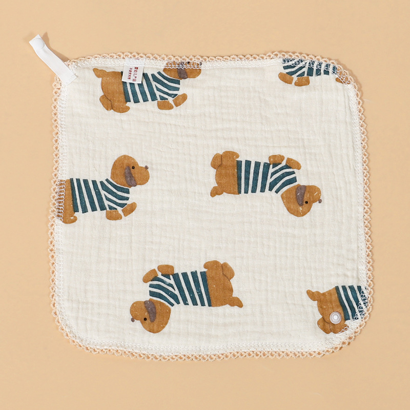 Bavlnená utierka na sliny pre deti s motívmi zvierat a kreslených postáv, proti špine, bezpečnosť trieda A