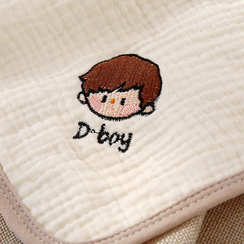 Detská gáza uterák s vyšitým menom, 100% bavlna, 40-count vlákno, vyšívanie a lemovanie, prispôsobiteľný