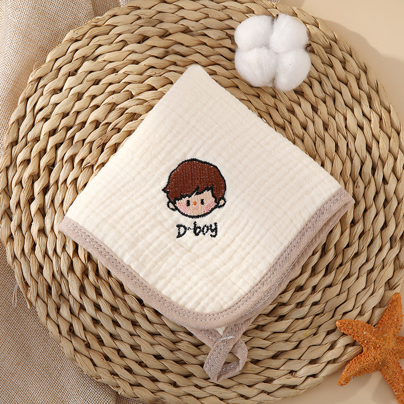 Бебешка марля кърпа за лице с бродирано име, чист памук, 40-count прежда, бродерия и подгъване, персонализируема