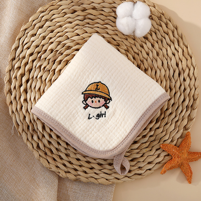 Бебешка марля кърпа за лице с бродирано име, чист памук, 40-count прежда, бродерия и подгъване, персонализируема