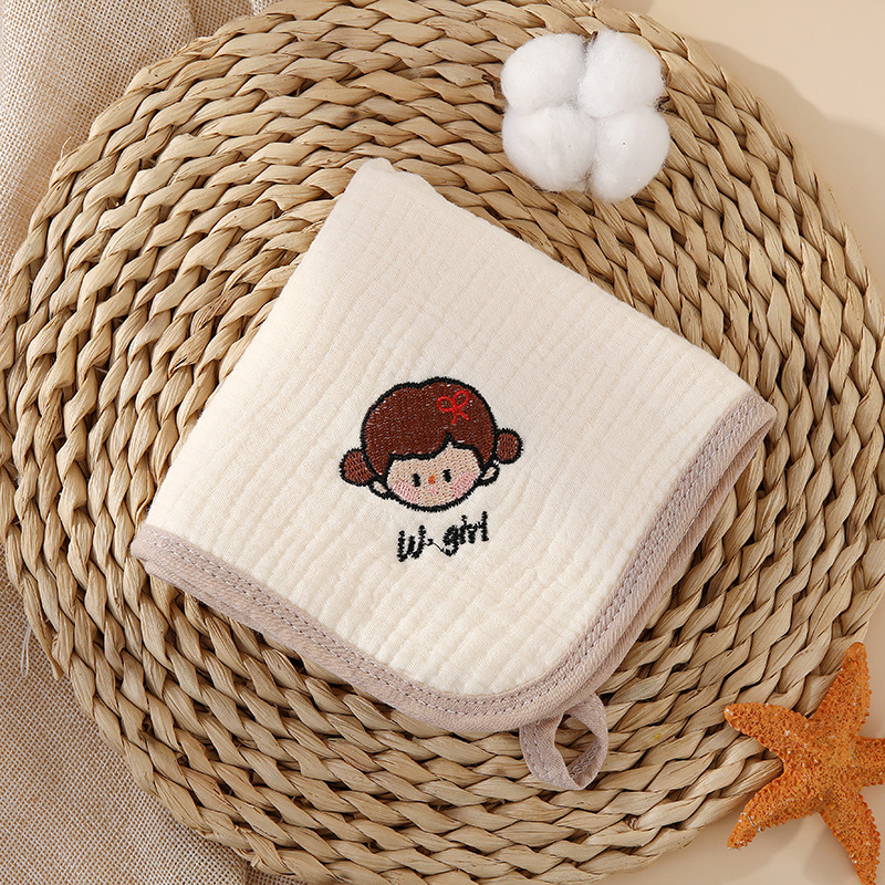 Бебешка марля кърпа за лице с бродирано име, чист памук, 40-count прежда, бродерия и подгъване, персонализируема