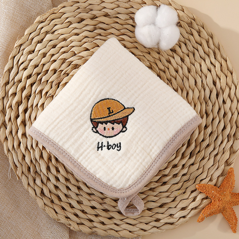 Бебешка марля кърпа за лице с бродирано име, чист памук, 40-count прежда, бродерия и подгъване, персонализируема