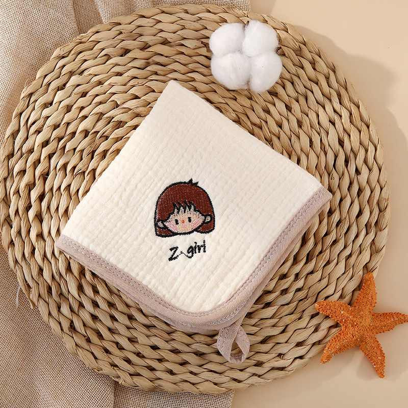 Бебешка марля кърпа за лице с бродирано име, чист памук, 40-count прежда, бродерия и подгъване, персонализируема