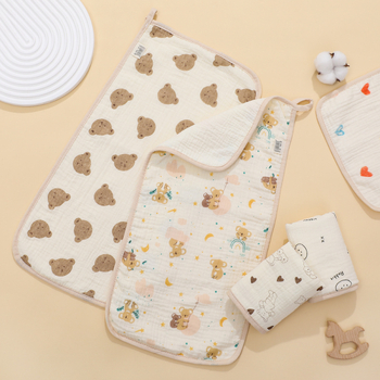 Štvorsvrstvová gáza s karikatúrnym vzorom, bavlna, absorpčná, pre batoľatá 1–3 roky