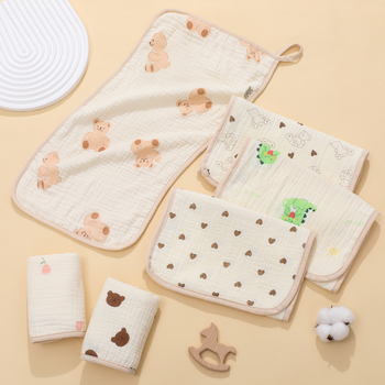 Štvorsvrstvová gáza s karikatúrnym vzorom, bavlna, absorpčná, pre batoľatá 1–3 roky