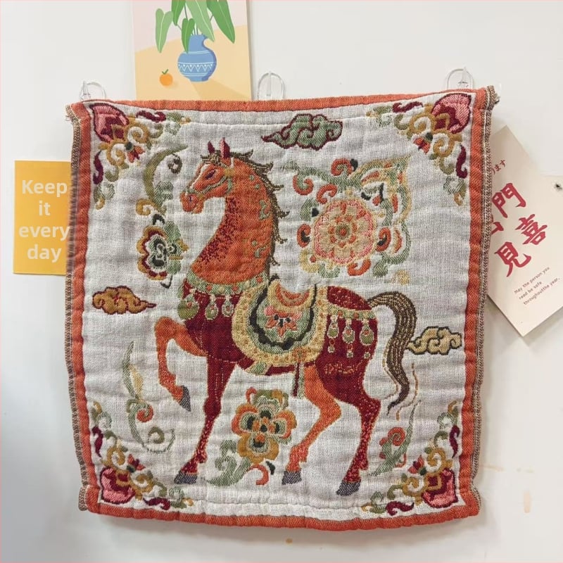 Бебешка квадратна кърпа за лице, памучна газова тъкан, мека и абсорбираща, с висящо въже за закачане, жакардова изработка, водопоглъщане 11–15 s