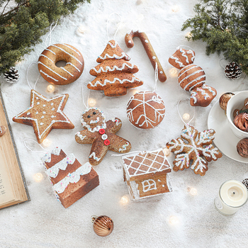 Habból készült karácsonyi függő dekoráció – formák: hópehely, ötágú csillag és karácsonyfa; modern minimalist stílus; márka Hong Kong Heng