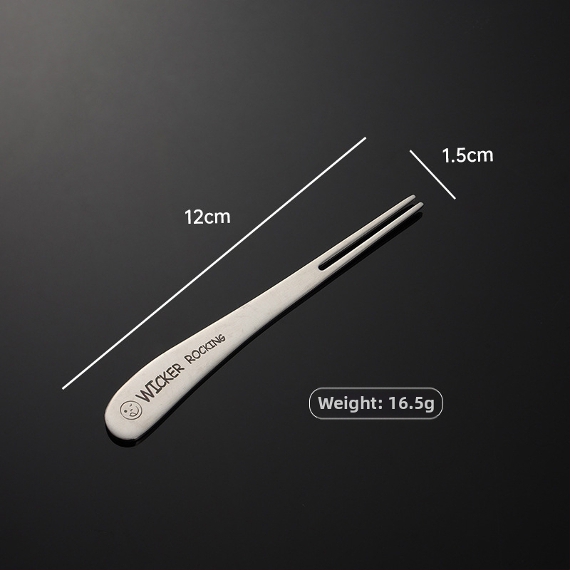 Sada príborov z 304 nerezovej ocele s laserovým motívom úsmevu a naklonenou rúčkou – lyžica, paličky a vidlička, kompletná sada s logom