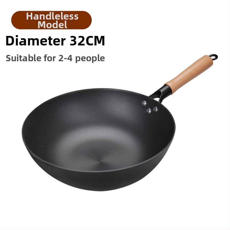 Wok z liatiny s plochým dnom, nepriľnavé povrchové úpravy, čínske štýl, pokrievka z nehrdzavejúcej ocele so skleneným viečkom