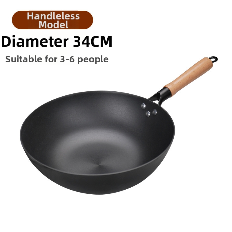 Wok z liatiny s plochým dnom, nepriľnavé povrchové úpravy, čínske štýl, pokrievka z nehrdzavejúcej ocele so skleneným viečkom