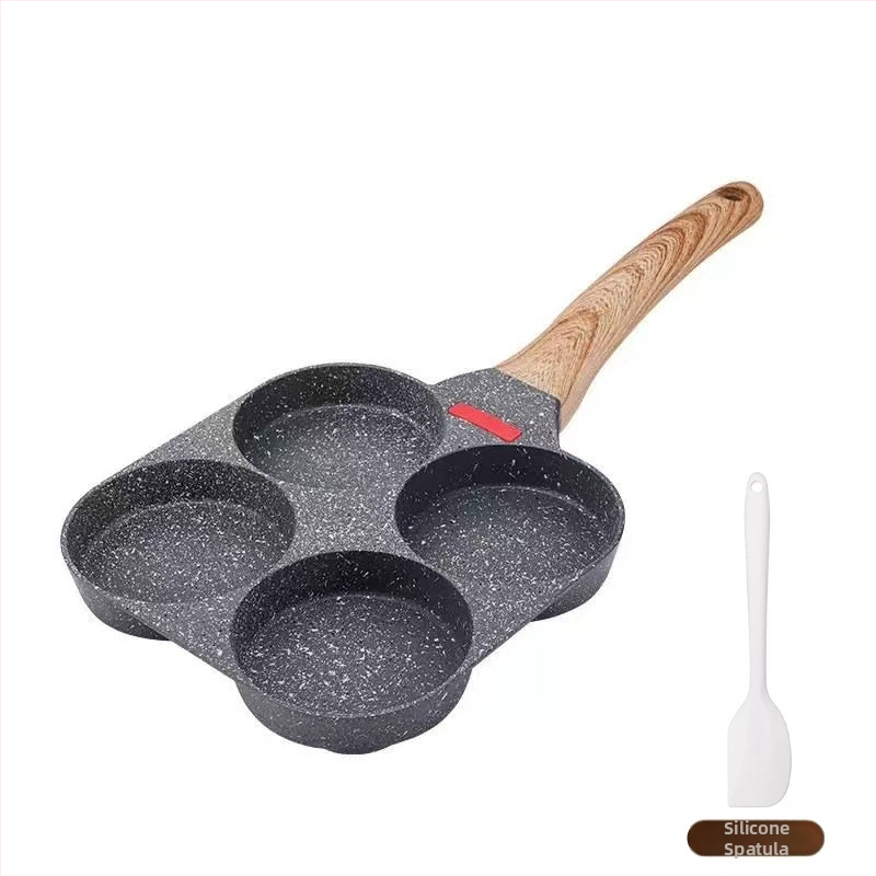 Panvica na vajíčka so štyrmi dierkami – nepriľnavá, hliníková zliatina, na domáce použitie, panvica na palacinky a raňajky, kompatibilná so všeobecným sporákom