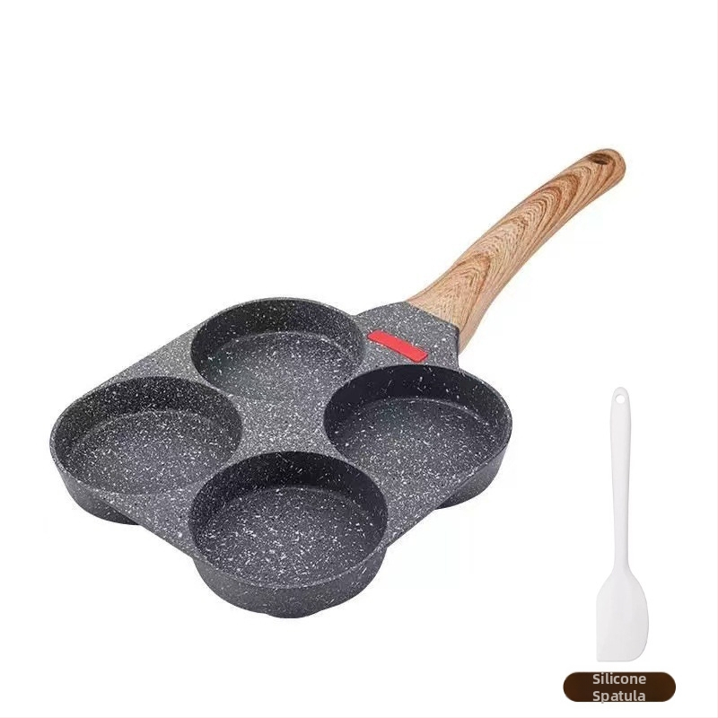 Panvica na vajíčka so štyrmi dierkami – nepriľnavá, hliníková zliatina, na domáce použitie, panvica na palacinky a raňajky, kompatibilná so všeobecným sporákom