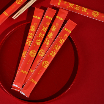 Jednorázové drevené paličky, slávnostný štýl, 50 párov v balení, individuálne balené, mikrovlnná rúra nie je vhodná