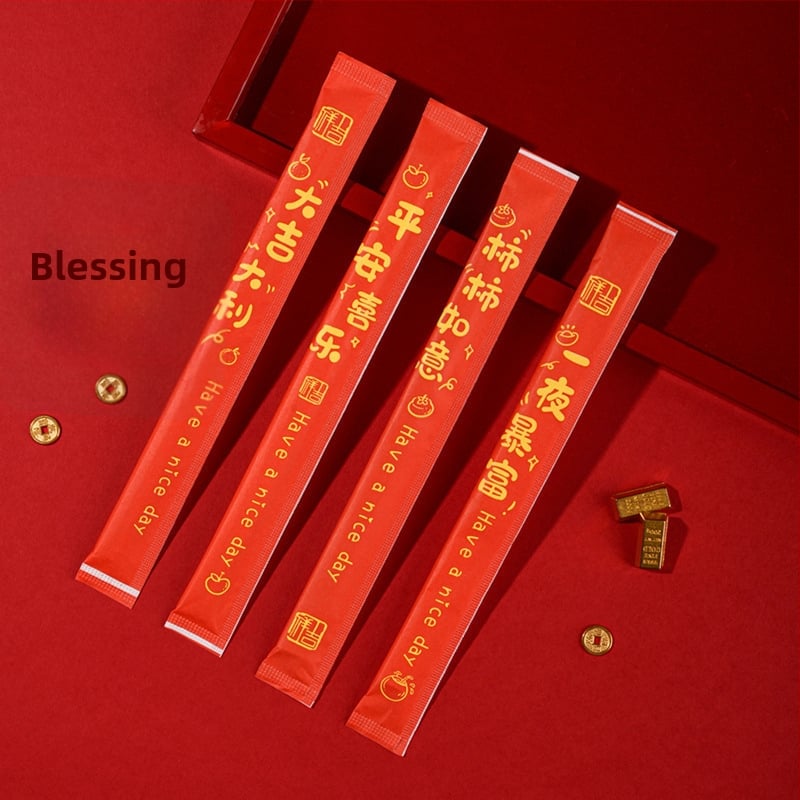 Jednorázové drevené paličky, slávnostný štýl, 50 párov v balení, individuálne balené, mikrovlnná rúra nie je vhodná