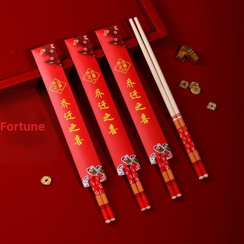 Jednorázové drevené paličky, slávnostný štýl, 50 párov v balení, individuálne balené, mikrovlnná rúra nie je vhodná