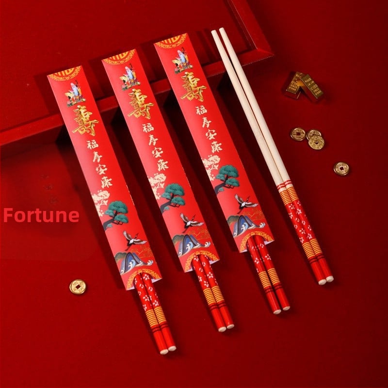 Jednorázové drevené paličky, slávnostný štýl, 50 párov v balení, individuálne balené, mikrovlnná rúra nie je vhodná