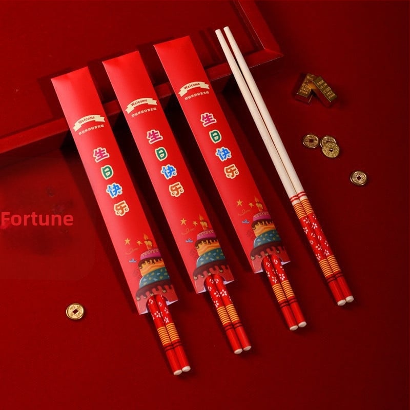 Jednorázové drevené paličky, slávnostný štýl, 50 párov v balení, individuálne balené, mikrovlnná rúra nie je vhodná