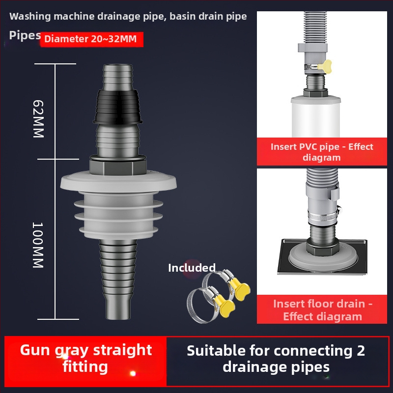 Drenážny systém pre práčku a umývadlo, univerzálny, dvojitá hlava, ťahový typ, trojcestný spoj s tesnením proti zápachu