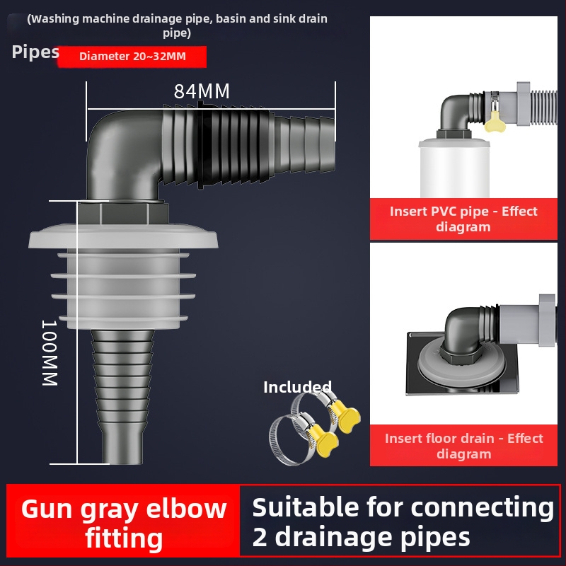 Drenážny systém pre práčku a umývadlo, univerzálny, dvojitá hlava, ťahový typ, trojcestný spoj s tesnením proti zápachu