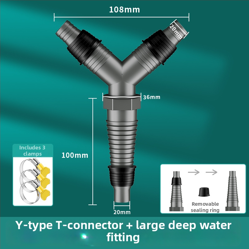 Drenážny systém pre práčku a umývadlo, univerzálny, dvojitá hlava, ťahový typ, trojcestný spoj s tesnením proti zápachu