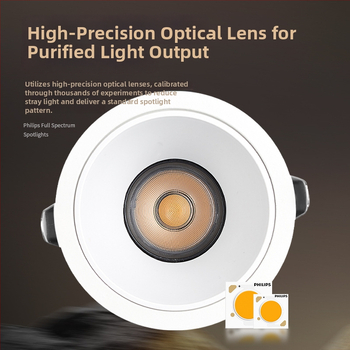 YK-BP05A Vstavané LED bodové svetlo s hliníkovým šasi, 220V, CRI ≥95, inteligentné ovládanie (tlačidlo / aplikácia / hlas), model YK-BP05A