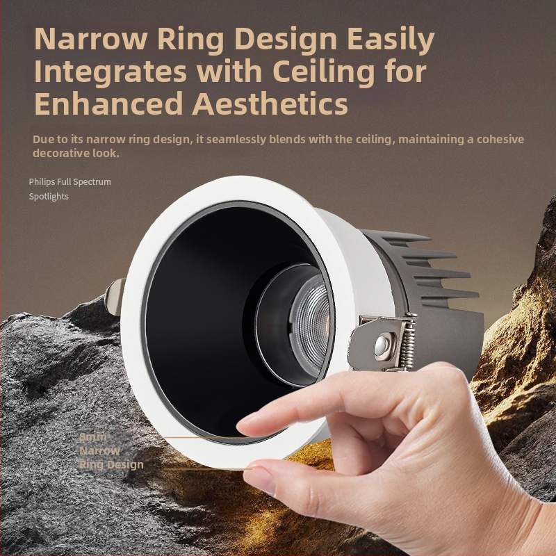 YK-BP05A Vstavané LED bodové svetlo s hliníkovým šasi, 220V, CRI ≥95, inteligentné ovládanie (tlačidlo / aplikácia / hlas), model YK-BP05A