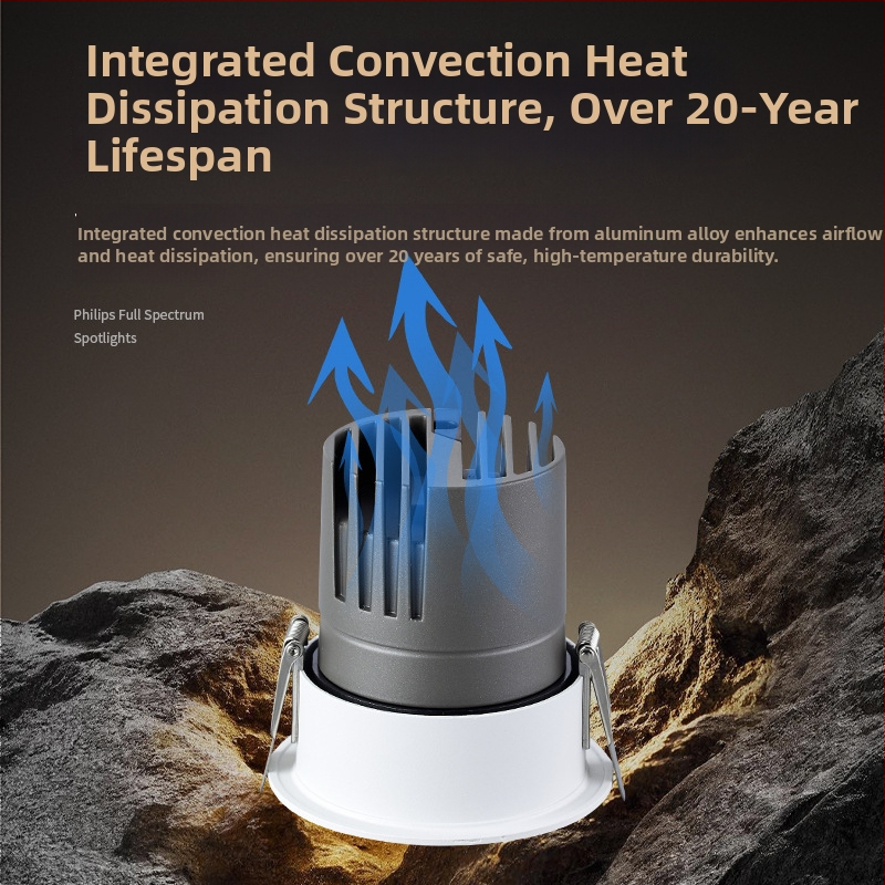 YK-BP05A Vstavané LED bodové svetlo s hliníkovým šasi, 220V, CRI ≥95, inteligentné ovládanie (tlačidlo / aplikácia / hlas), model YK-BP05A