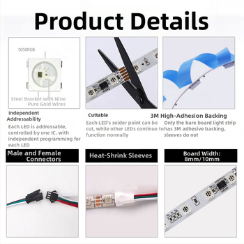 DMX512 LED pásik, 24V, 60×5050 LED, vonkajšie programovateľné, vodotesné, uhol lúča 120°