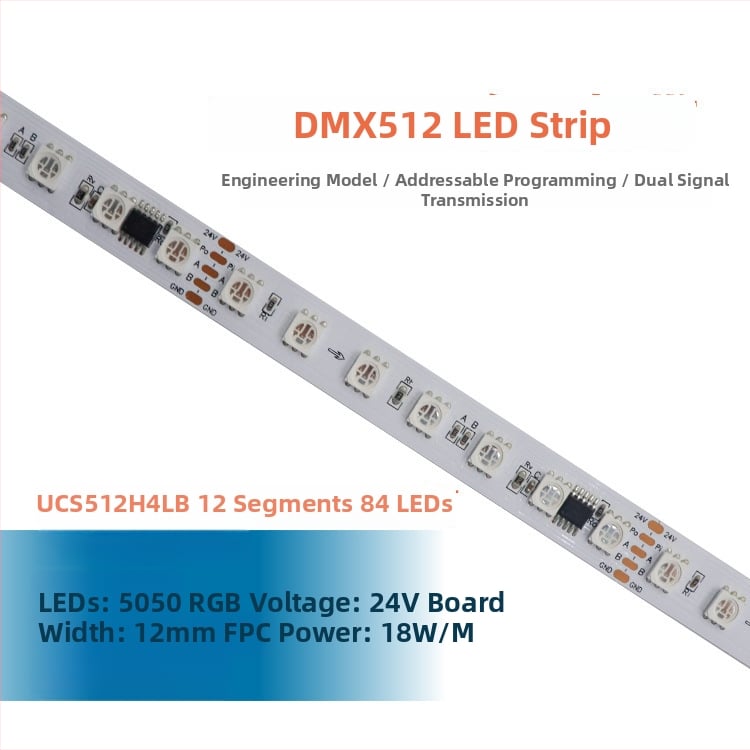 DMX512 LED pásik, 24V, 60×5050 LED, vonkajšie programovateľné, vodotesné, uhol lúča 120°