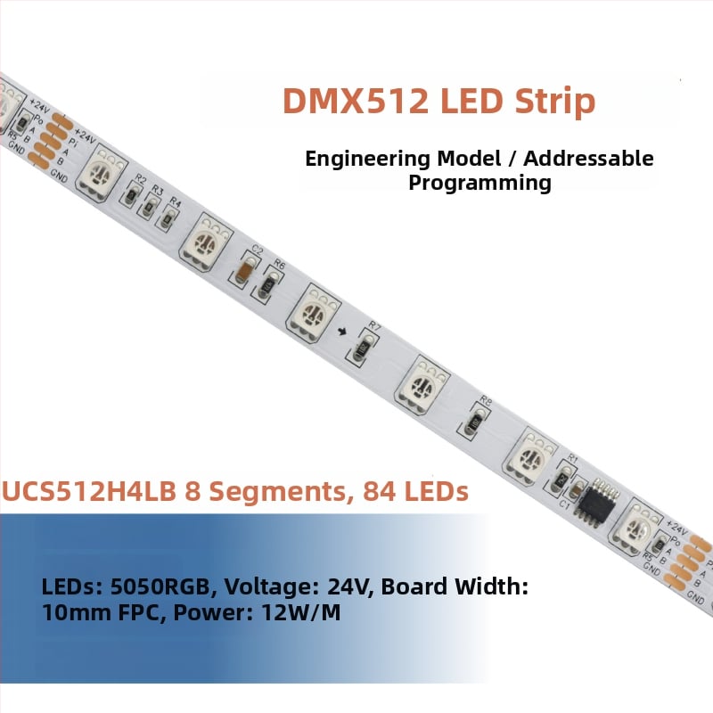 DMX512 LED pásik, 24V, 60×5050 LED, vonkajšie programovateľné, vodotesné, uhol lúča 120°