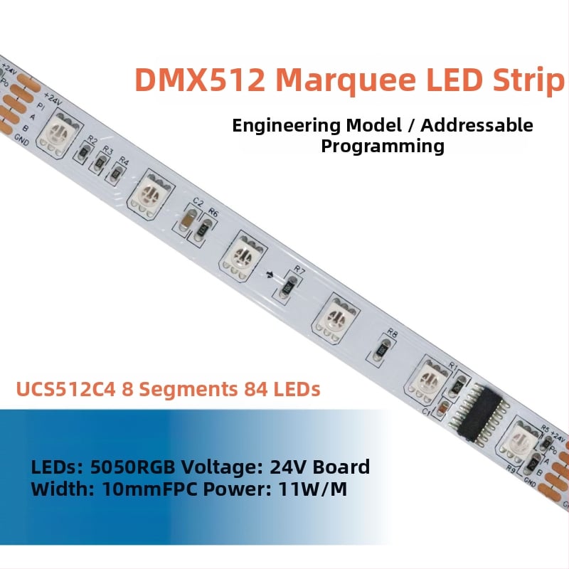 DMX512 LED pásik, 24V, 60×5050 LED, vonkajšie programovateľné, vodotesné, uhol lúča 120°