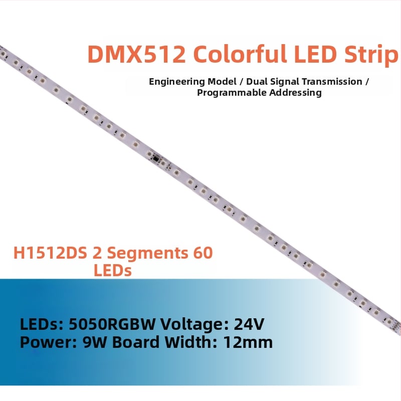 DMX512 LED pásik, 24V, 60×5050 LED, vonkajšie programovateľné, vodotesné, uhol lúča 120°