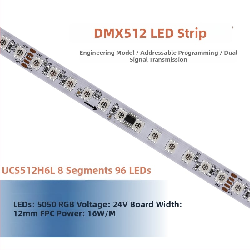 DMX512 LED pásik, 24V, 60×5050 LED, vonkajšie programovateľné, vodotesné, uhol lúča 120°