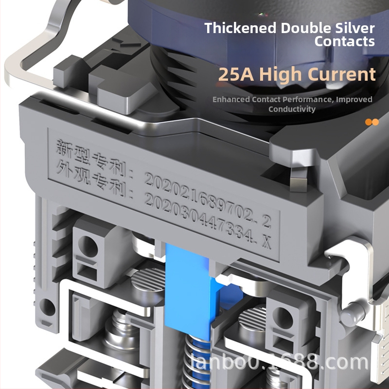 Plastový modul núdzového zastavenia so skrutkovým zapojením, ochrana IP65, napätie 3-220V, prevádzková teplota -40 až 80°C, elektrická životnosť 20 000 cyklov