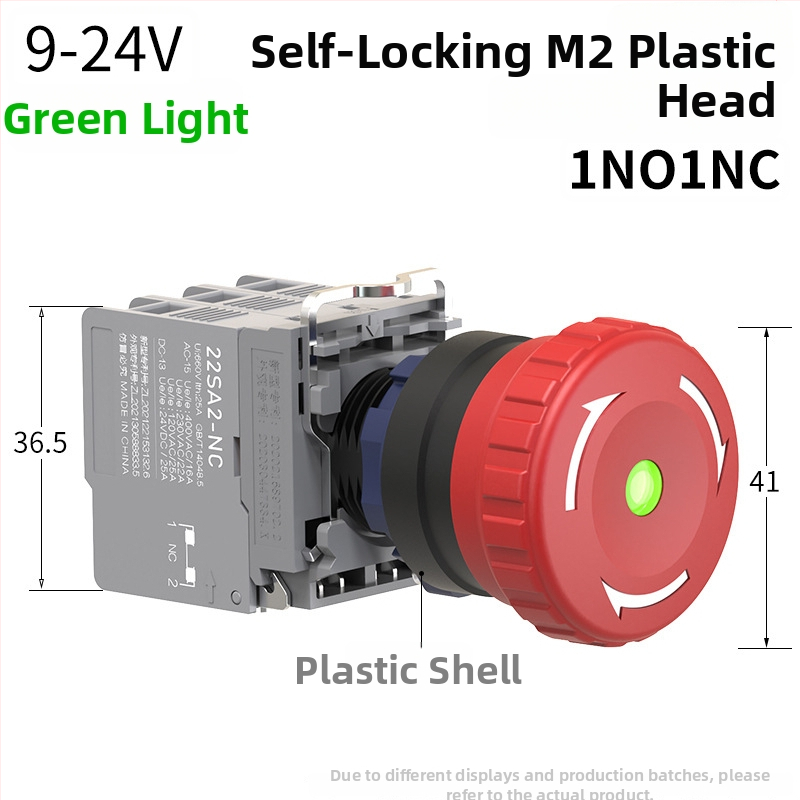 Plastový modul núdzového zastavenia so skrutkovým zapojením, ochrana IP65, napätie 3-220V, prevádzková teplota -40 až 80°C, elektrická životnosť 20 000 cyklov