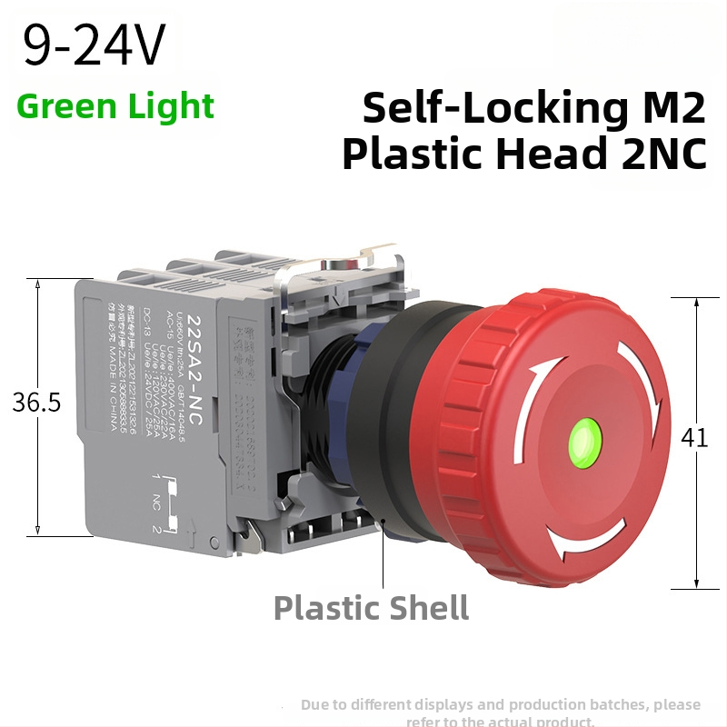 Plastový modul núdzového zastavenia so skrutkovým zapojením, ochrana IP65, napätie 3-220V, prevádzková teplota -40 až 80°C, elektrická životnosť 20 000 cyklov
