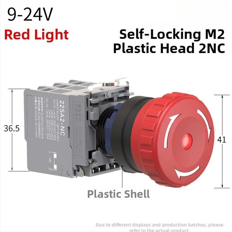 Plastový modul núdzového zastavenia so skrutkovým zapojením, ochrana IP65, napätie 3-220V, prevádzková teplota -40 až 80°C, elektrická životnosť 20 000 cyklov