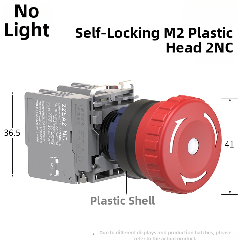 Plastový modul núdzového zastavenia so skrutkovým zapojením, ochrana IP65, napätie 3-220V, prevádzková teplota -40 až 80°C, elektrická životnosť 20 000 cyklov