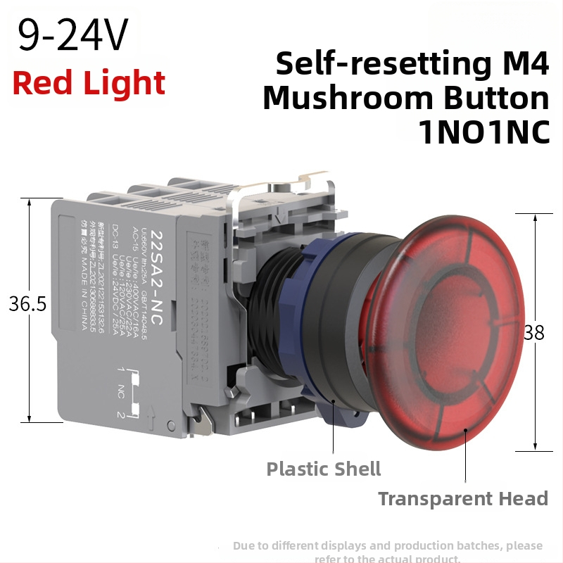 Plastový modul núdzového zastavenia so skrutkovým zapojením, ochrana IP65, napätie 3-220V, prevádzková teplota -40 až 80°C, elektrická životnosť 20 000 cyklov