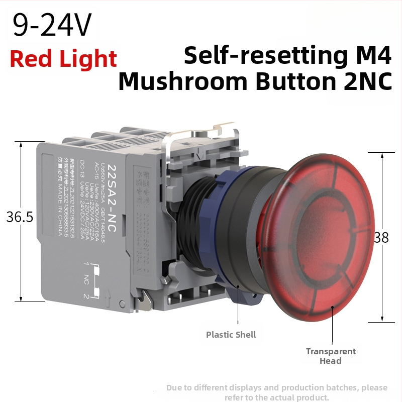 Plastový modul núdzového zastavenia so skrutkovým zapojením, ochrana IP65, napätie 3-220V, prevádzková teplota -40 až 80°C, elektrická životnosť 20 000 cyklov