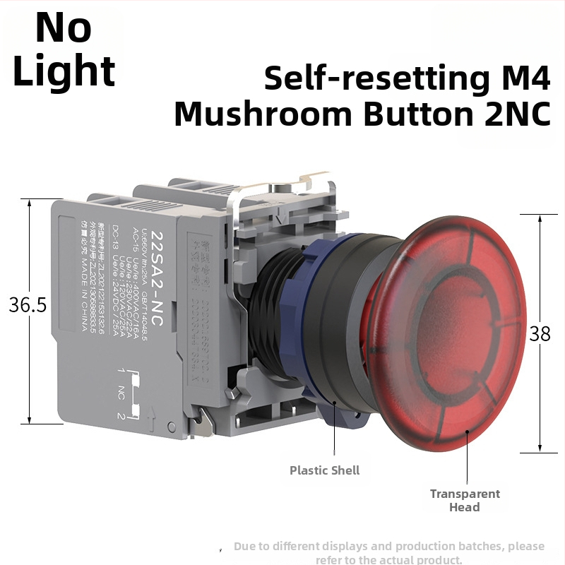 Plastový modul núdzového zastavenia so skrutkovým zapojením, ochrana IP65, napätie 3-220V, prevádzková teplota -40 až 80°C, elektrická životnosť 20 000 cyklov