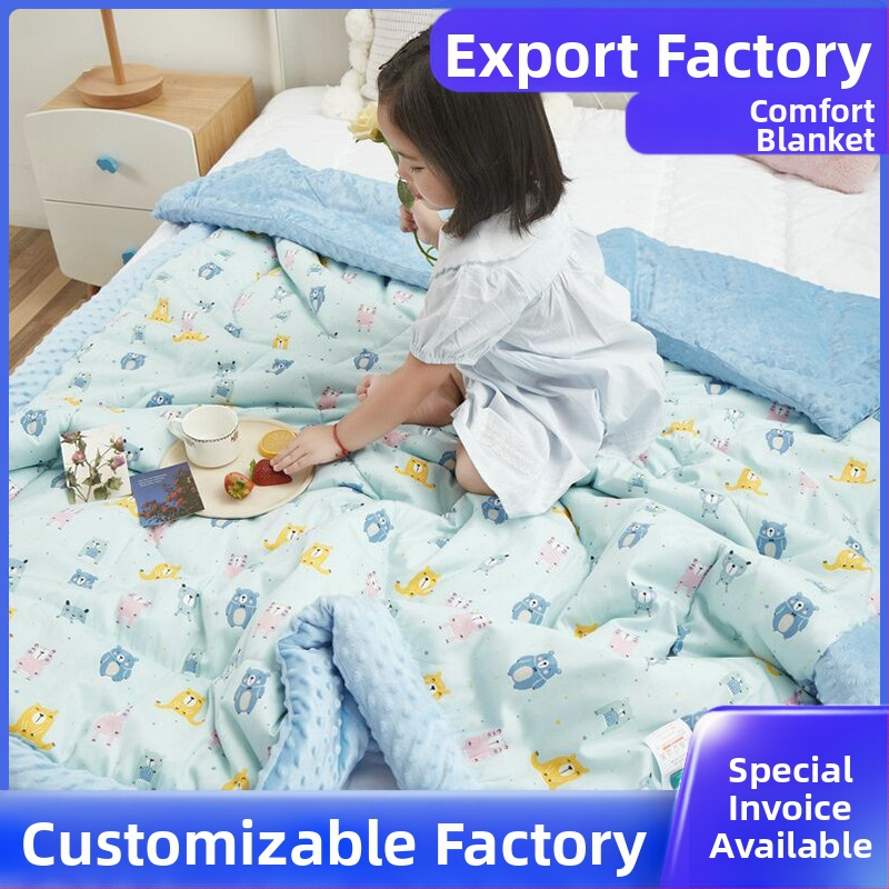 Детско одеяло с пълнеж от коприна нишки, чист памук, карикатурен стил, за деца на 2–3 години, пролет и есен