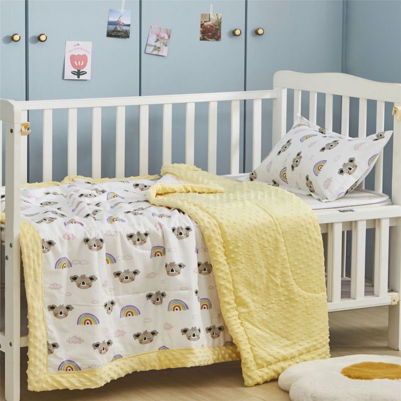 Детско одеяло с пълнеж от коприна нишки, чист памук, карикатурен стил, за деца на 2–3 години, пролет и есен