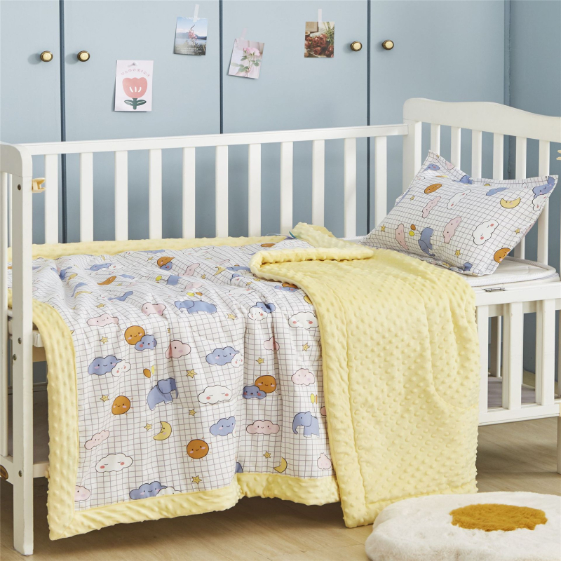 Детско одеяло с пълнеж от коприна нишки, чист памук, карикатурен стил, за деца на 2–3 години, пролет и есен