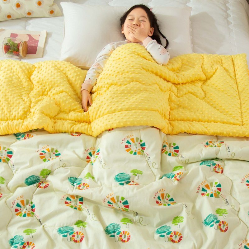 Детско одеяло с пълнеж от коприна нишки, чист памук, карикатурен стил, за деца на 2–3 години, пролет и есен