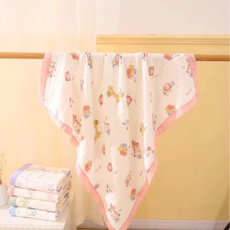 Detská šesťvrstvová gáza uterák na kúpanie, bavlna, prateľná, s karikatúrnym vzorom, hmotnosť 300–400 g